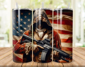Hardcore American Patriot 20oz Tumbler Sublimation Wrap – Instant Digital Download
