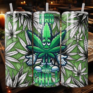 Funny Pot Leaf Character Tumbler Sublimation Design – Instant Digital Download