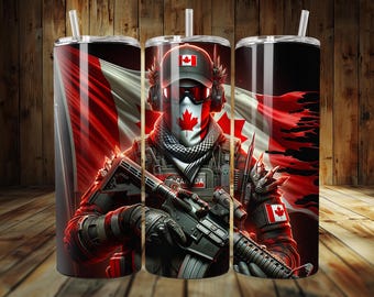 Canadian Patriot 20oz Tumbler Sublimation Wrap – Instant Digital Download