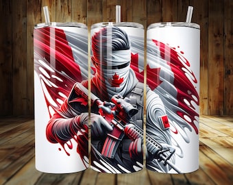 Canadian Patriot 20oz Tumbler Sublimation Wrap – Instant Digital Download