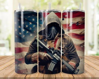Hardcore American Patriot 20oz Tumbler Sublimation Wrap – Instant Digital Download