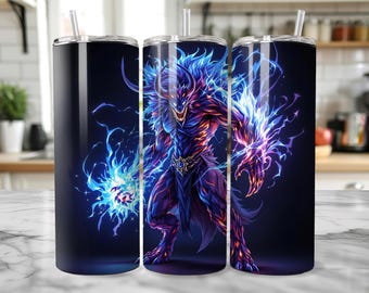 Anime Beast Warrior Tumbler Design: 4-Design Bundle (SVG & PNG)