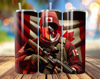 Canadian Patriot 20oz Tumbler Sublimation Wrap – Instant Digital Download