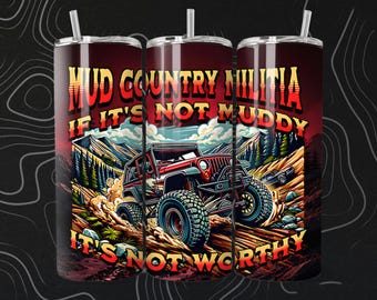 Mud Country Militia Tumbler 5-Bundle Wrap | 4x4 Off-Road Design (9.3x8.2 Digital Download)