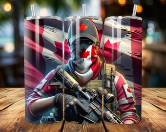 Canadian Patriot 20oz Tumbler Sublimation Wrap – Instant Digital Download