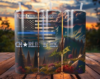 Paquete de envoltorios para vasos de Charlie Kirk: Diseño patriota cristiano (descarga digital)