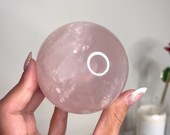 Star Rose Quartz Sphere With Big Rainbows