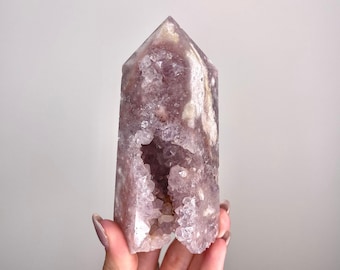Large Druzy Amethyst Flower Agate Tower