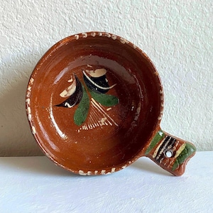 Vintage Hand-Painted Mexican Terracotta Pottery Dish