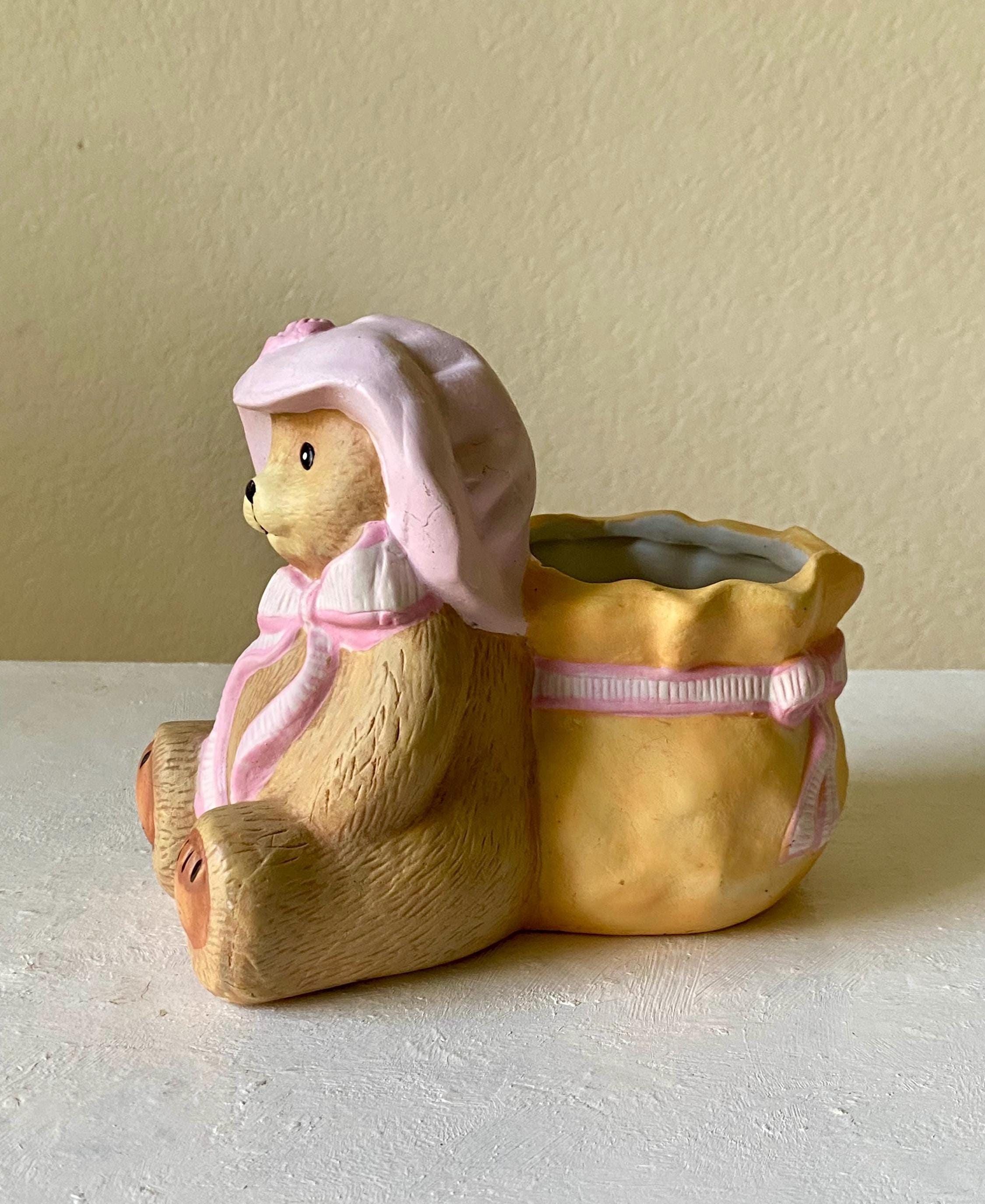 1997年製 ヴィンテージ 手描き 陶器 クマ プランター - 保育園 装飾 
