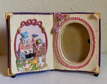 Vintage Humpty Dumpty Music Box Picture Frame - Nursery Rhyme Decor