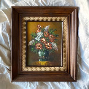 Vintage Original Oil Painting - Framed Floral Still Life - Signed Original Artwork