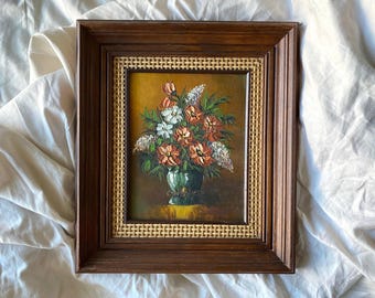 Vintage Original Oil Painting - Framed Floral Still Life - Signed Original Artwork