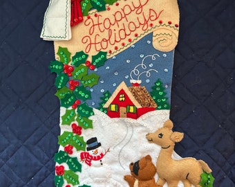This is a finished Bucilla &quot;Woodland Holidays&quot; stocking