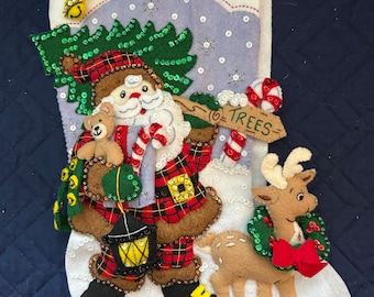 This is a finished Bucilla "Lumberjack Santa" stocking