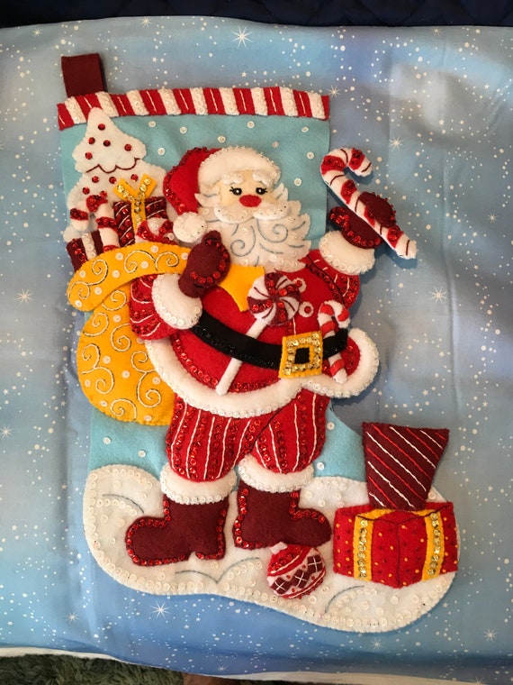Finished Bucilla Peppermint Stocking