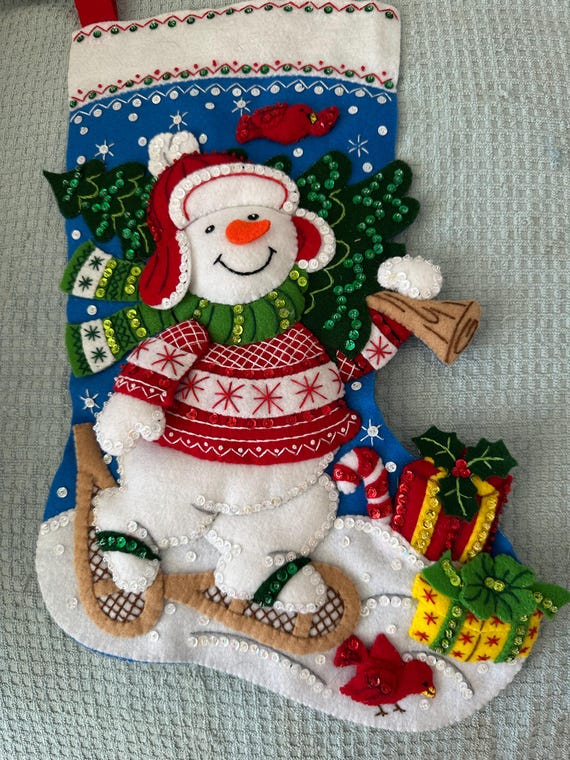 This is an 18" Bucilla " Nordic Snowman" Christmas stocking