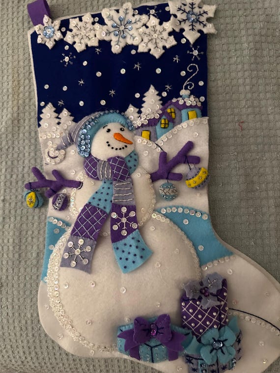 Hand Sewn Christmas Stocking: Bucilla Frosty Night Design