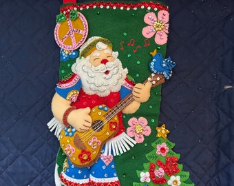 This is finished Bucilla &quot;Peace and Love&quot; stocking