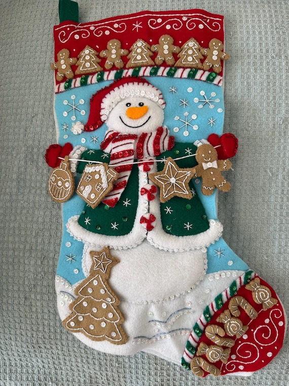 This is a 18" Bucilla "Jolly Gingerbread Snowman" Christmas Stocking