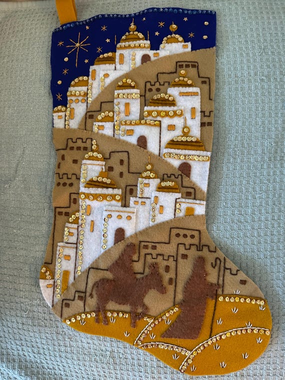 This is an 18" Bucilla "Sacred Night" Christmas stocking