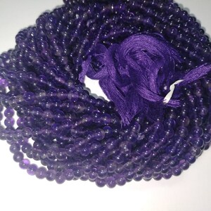 Perle rotonde lisce di ametista naturale, perle rotonde lisce, perle di ametista naturale, perle rotonde da 4 mm, filo da 13 pollici, perle di ametista