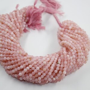Perline lisce di opale rosa, perline rotonde lisce di opale rosa naturale, perline rotonde da 4 mm, filo da 13 pollici, perline di opale rosa