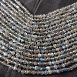 Perle rotonde lisce di labradorite, forma rotonda liscia, perle di labradorite blu fuoco naturale, perle rotonde da 4 mm, filo da 13 pollici, labradorite