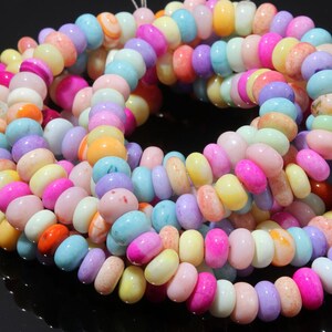 Multi Disco Candy Opal Smooth Rondelle Beads,7-10 MM AAA+ Grade Quality, Multi Color Gemstone Beads.
