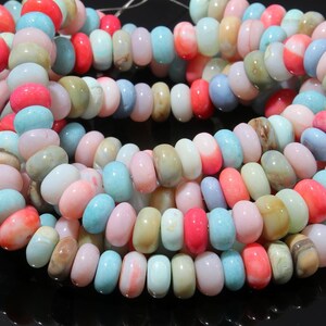 AAA+ Multi Color Candy Opal Smooth Rondelle Shape Beads,7-9 MM Multi Disco Opal Gemstone Beads.