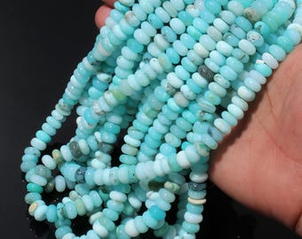 Pietra Preziosa Opale Blu Cielo Forma Rondelle Perline Lisce - Foto 5