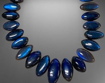 Dark Blue Labradorite Gemstone Beads, Briolette Drilled Stone Beads Gemstone, Marquise Shape Beads.