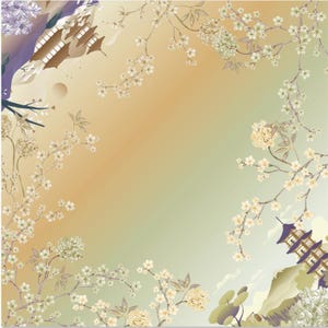 Hijab Design | Japan- 5 Colors | Digital Download | Digital Art | Architectural Pattern | Castle Drawing | Floral Pattern Desing |