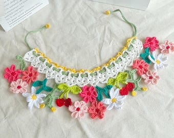 Crochet pet collar - Spring Flowers - Cute Pet Costume - 100% Handmade