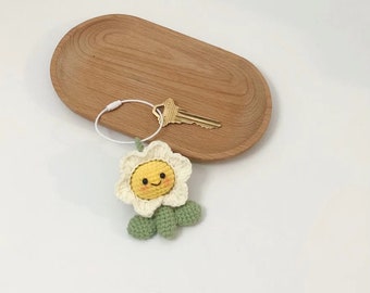 Crochet bag accessories/decoration/hangings/ornaments/Keychain/Key Ring - Smily Flower - Handmade/Kinitted