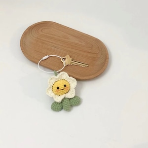 Crochet bag accessories/decoration/hangings/ornaments/Keychain/Key Ring - Smily Flower - Handmade/Kinitted