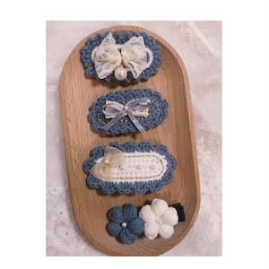 Crochet/Handmade Hair Clips/Hairpin -lace and pearl -Gifts to Kids/Girls
