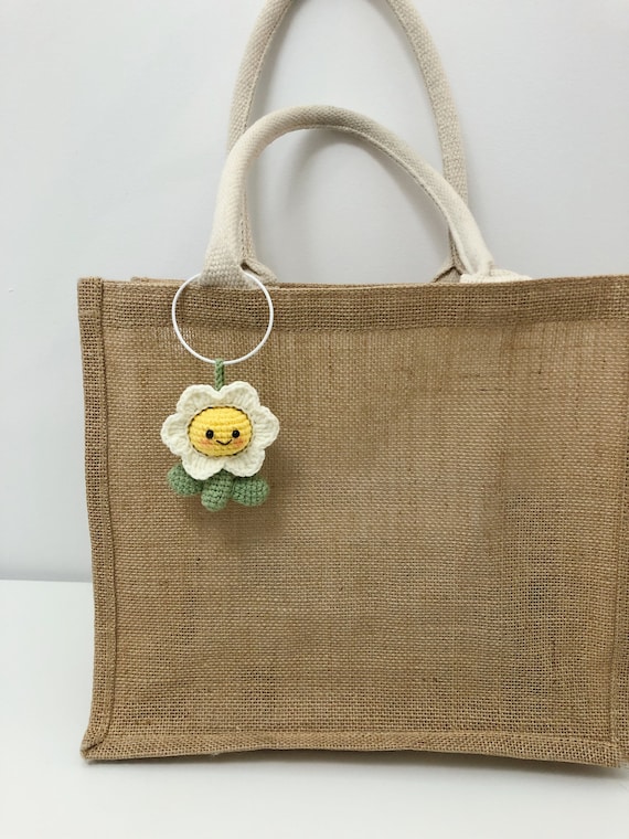 Accesorios para bolsos de  crochet/decoración/colgantes/adornos/llavero/anillo para llaves Smily  Flower Hecho a mano/tejido