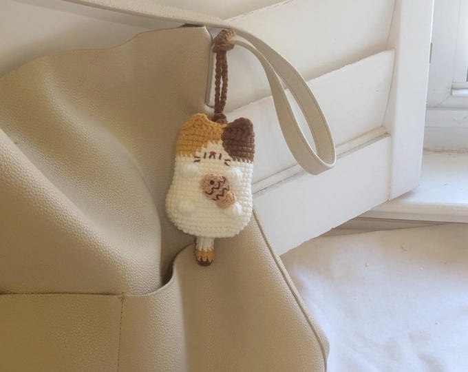 Crocheted Cute Cat Earphone Bag/Earbud Case/Coin Pouch/Key Holder/Mini Wallet-100% Handmade