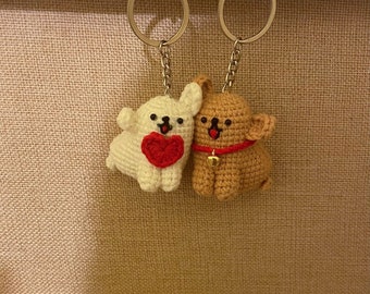 Crochet Couple Keychain-Matching keychain - cute dogs