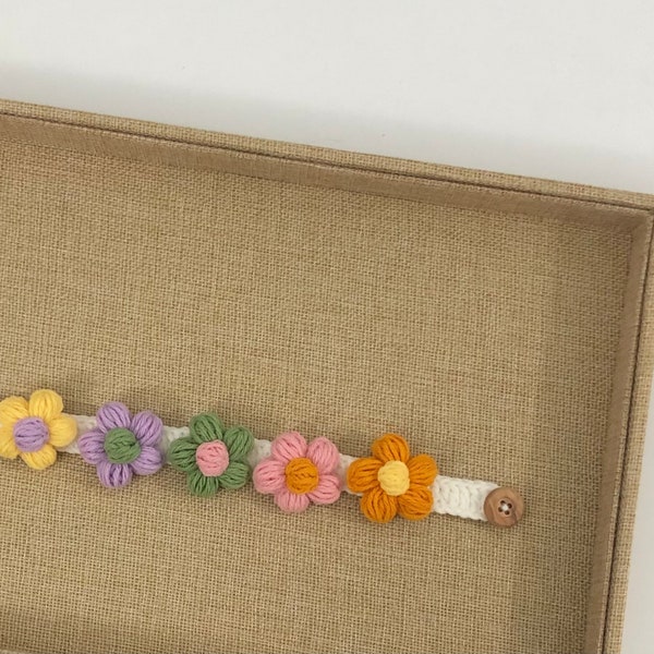 Crochet pet collar/neckwear/bib - colourful flowers - 100% handmade