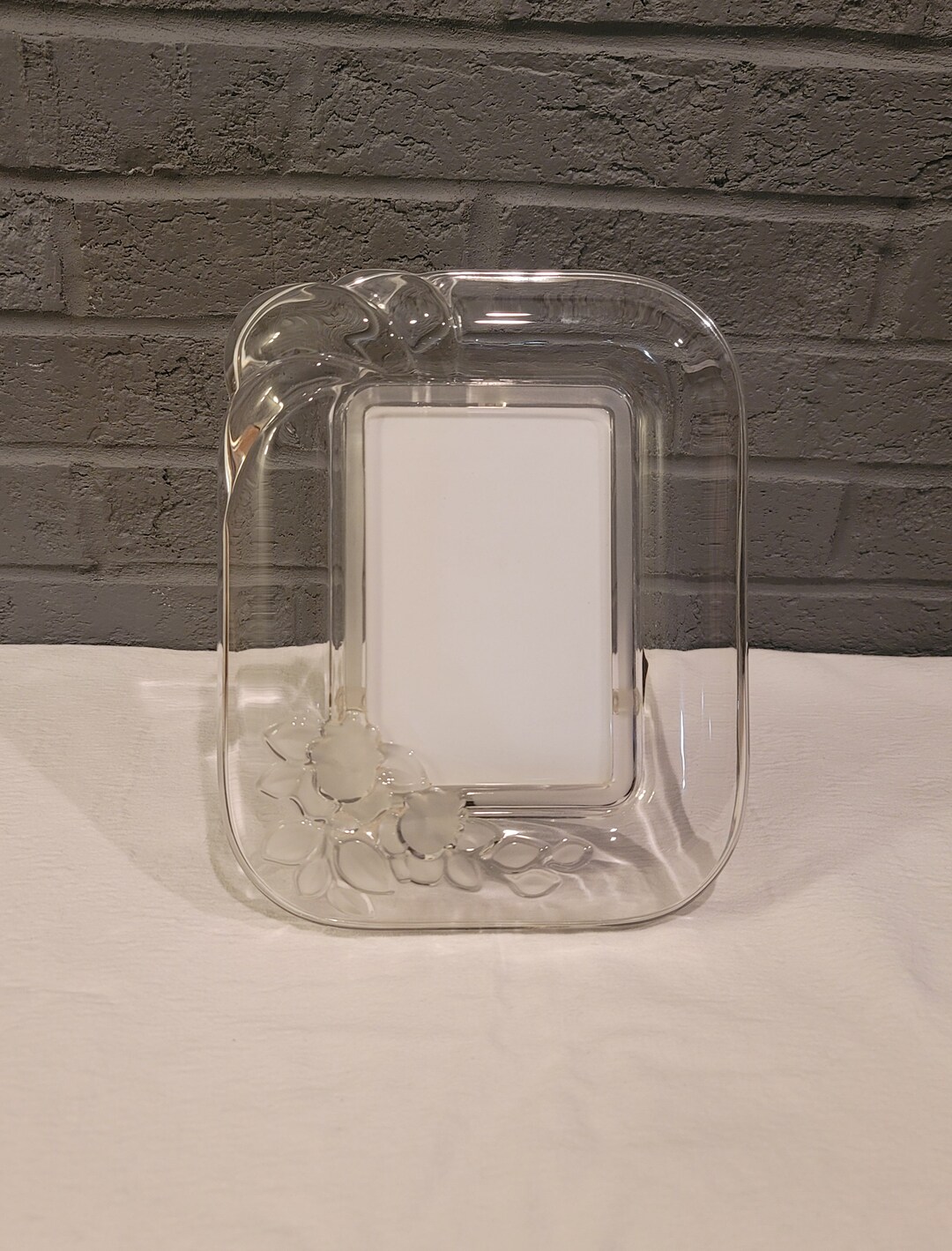 Vintage Crystal Frosted Glass Picture Frame 1970s Mcm Home Etsy