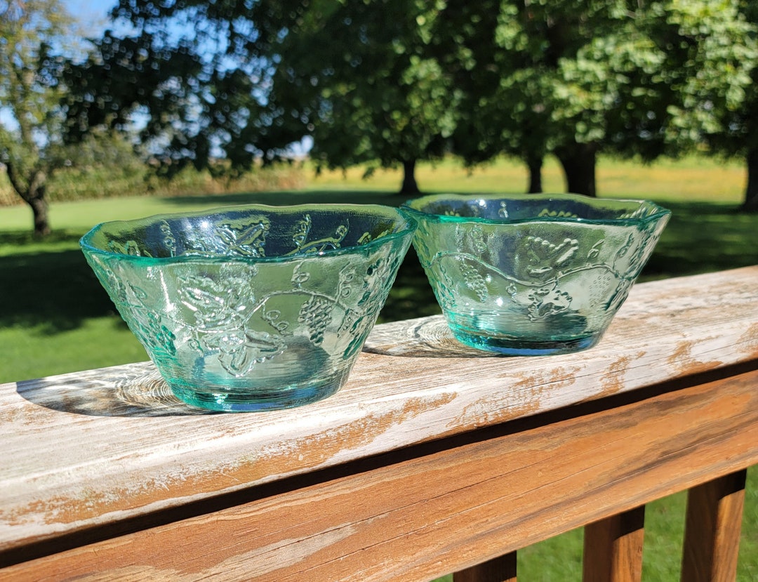 Vintage Spanish Recycled Glass Bowls Pair of Soup/salad Etsy