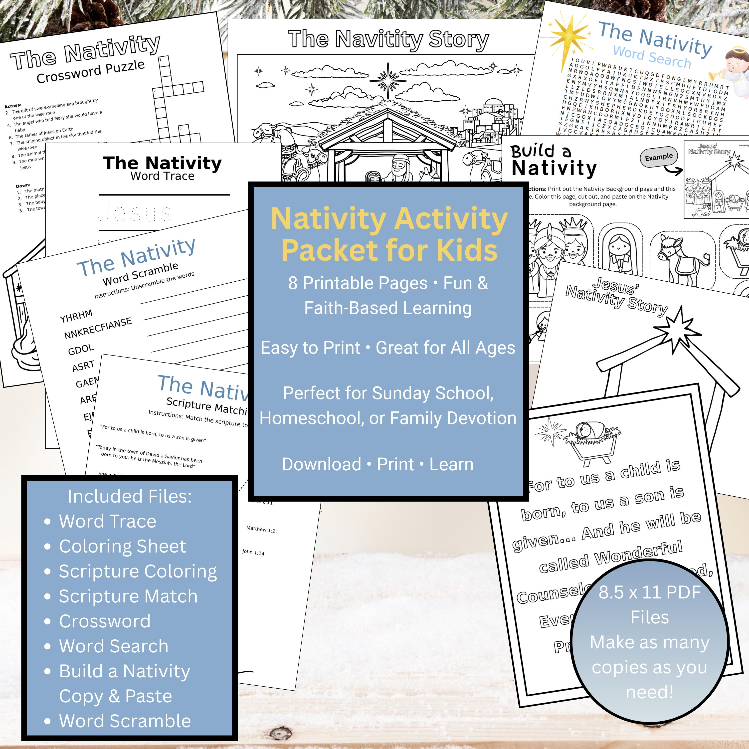 Nativity Activity Packet for Kids Christmas Printable Nativity…