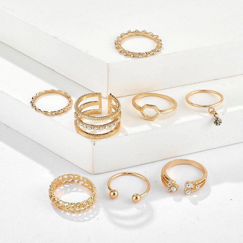 8pc Gold Knuckle Rings Index Finger Rings Multi Stackable - Etsy