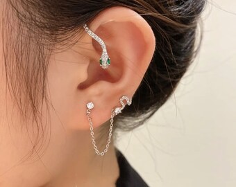 Snake Cuff Earring,Crystal Earring,Snake Ear Cuff, Serpent Earrings, Ear climber,Gothic Jewelry,Ear Crawler,Gift For Her