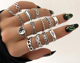 Boho Butterfly Snake Stackable Finger Rings for Women Girls 30 Pcs Vintage Gold Knuckle Rings Set Silver Midi Rings Pack