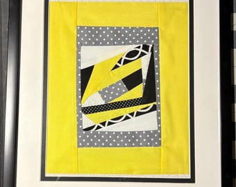 Gee’s Bend “Lemon Delight” Fiber Art, Machine Stitched Cotton, 8x10