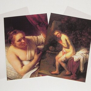REMBRANDT - 2 cartes de voeux à collectionner avec enveloppes - NOUVEAUTÉ - Jeune femme au lit 1647 et Susanna 1636