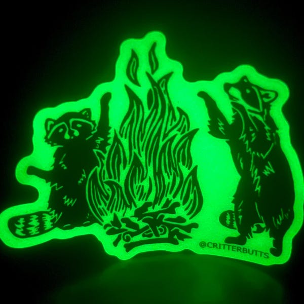 Vuurwasberen GLOW in the DARK-vinylsticker - weer- en waterdicht, vreugdevuur voor katten